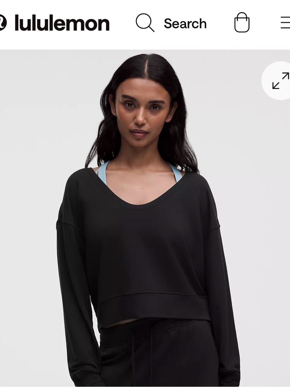 BNWT Lululemon Be Calm Scoop-neck Cropped Sweatshirt - Black